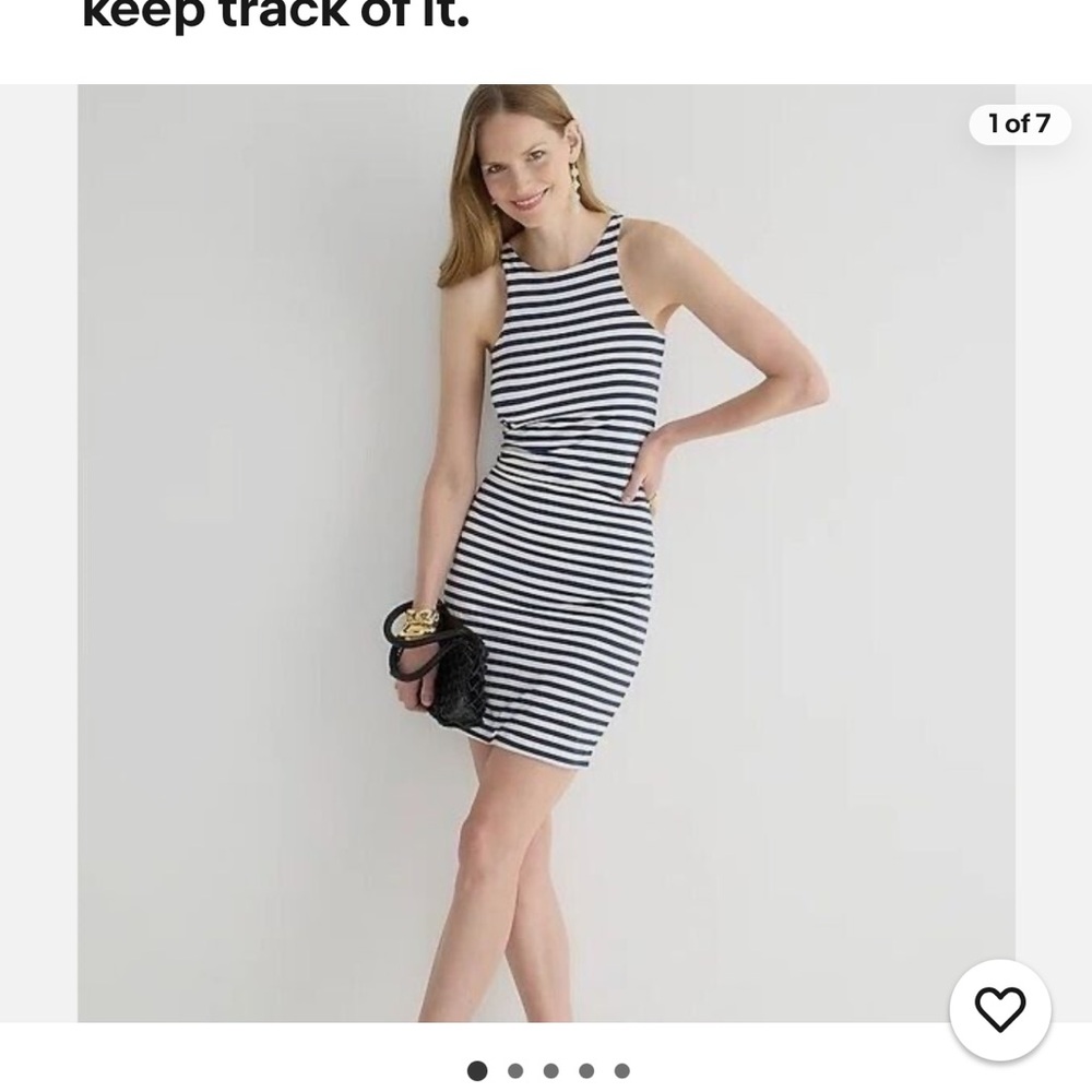 J Crew FormKnit High-Neck Cutaway Dress, Sail Med Navy Stripe